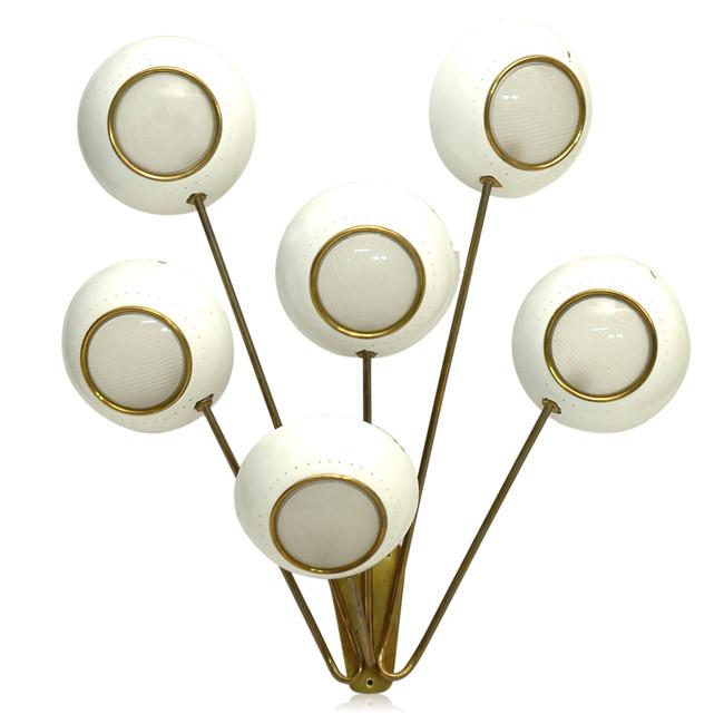 Large Brass + White Circles Italian Sconce