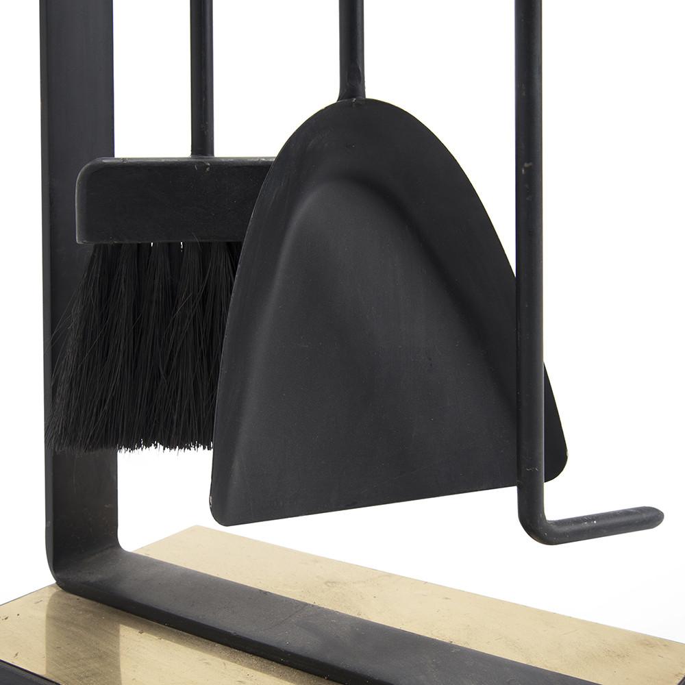 Black + Brass Fireplace Tools Set