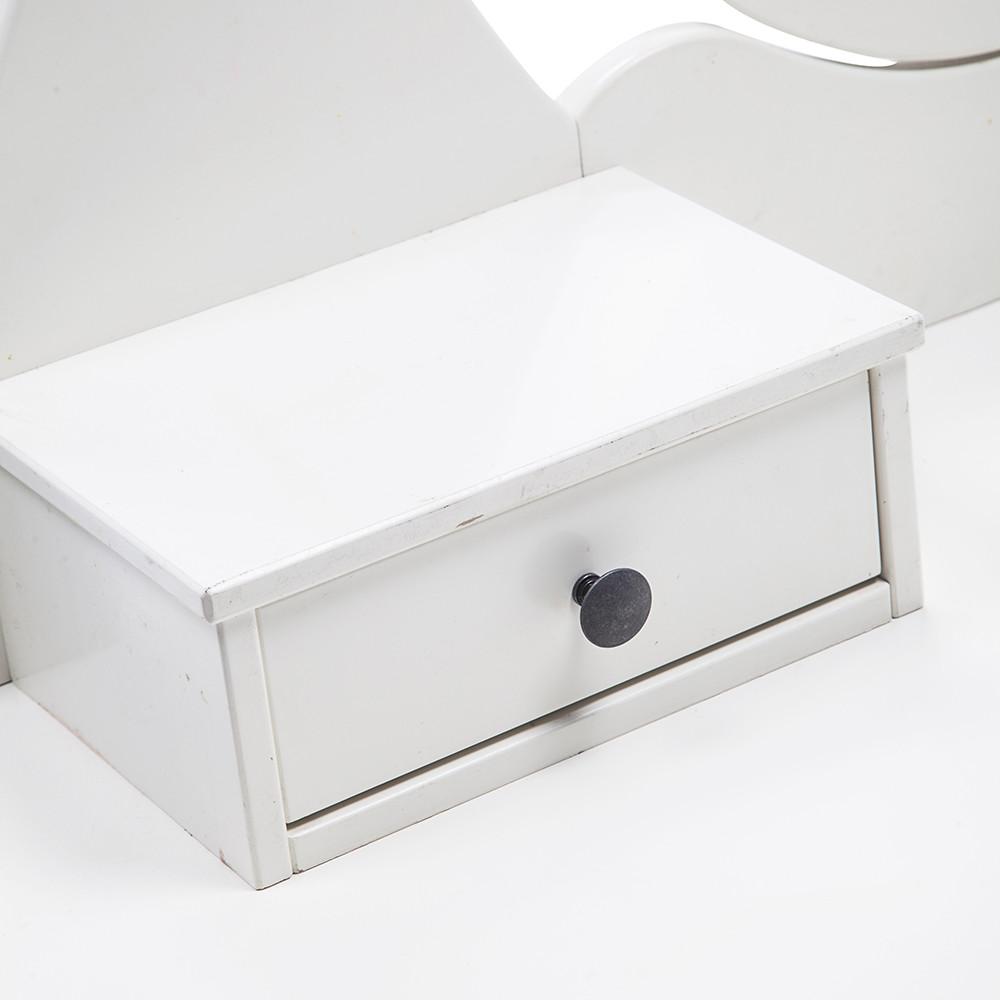 Contemporary White Oval Mirror Vanity and Matching Stool
