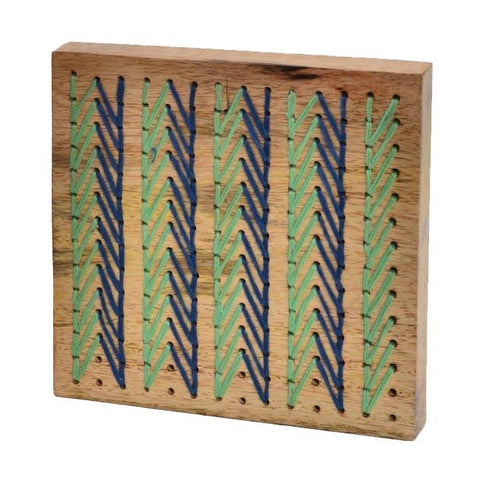 Wood Light Blue Green Strung Together  Art (A+D)