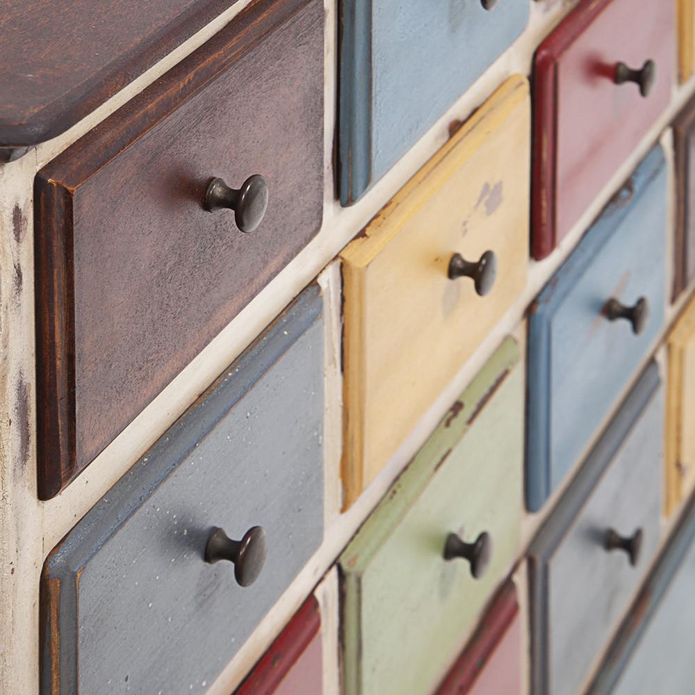 White Rustic Dresser with Colorful Drawers