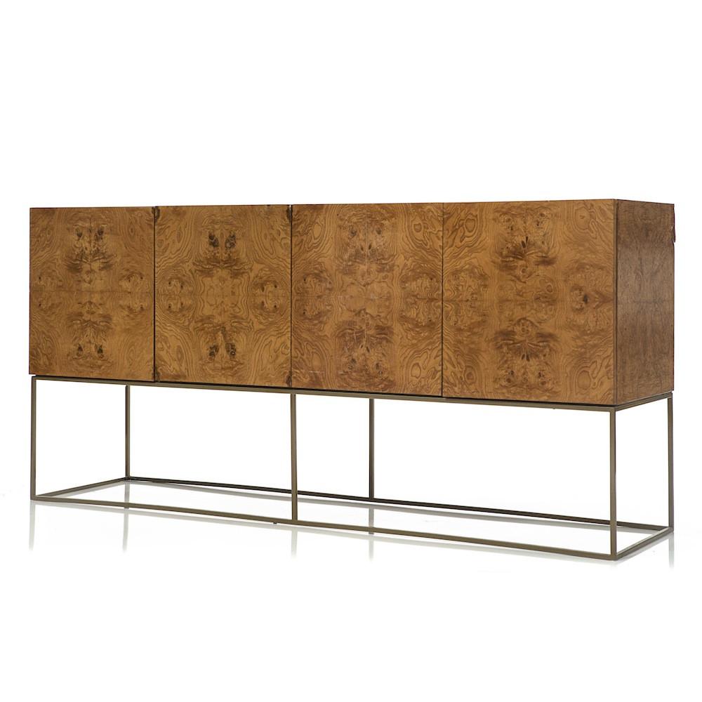 Milo Baughman Burl and Brass Credenza