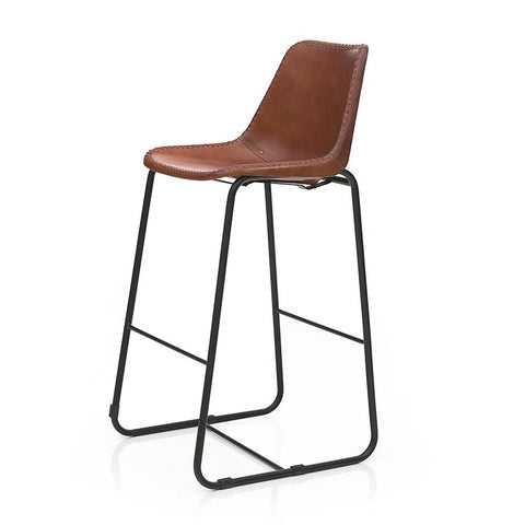 Brown Leather Roadhouse Bar Stool