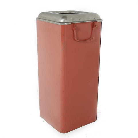 Salmon Square Chrome Trash Can