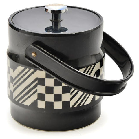 Black + White Pattern Ice Bucket w Lid
