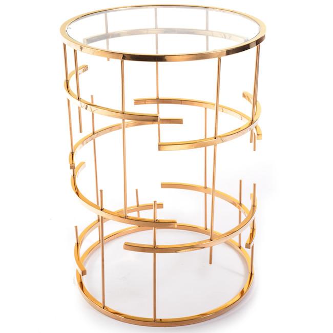Gold Broken Rod Cylinder Side Table