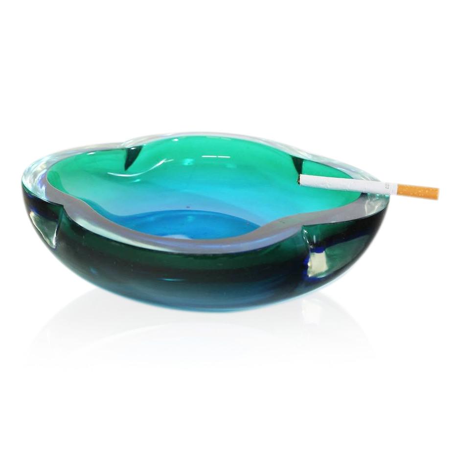 Aqua Floral Shaped Ashtray