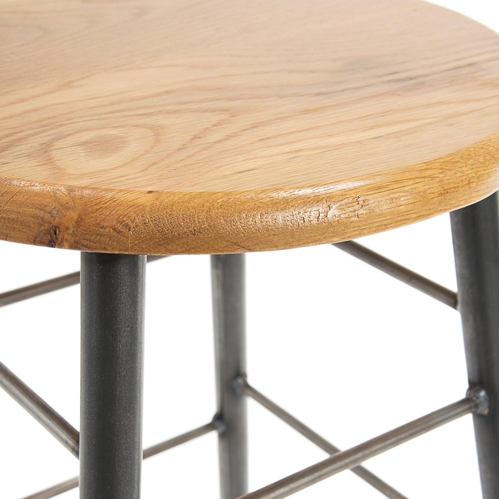 Black Metal and Wood Bar Stool