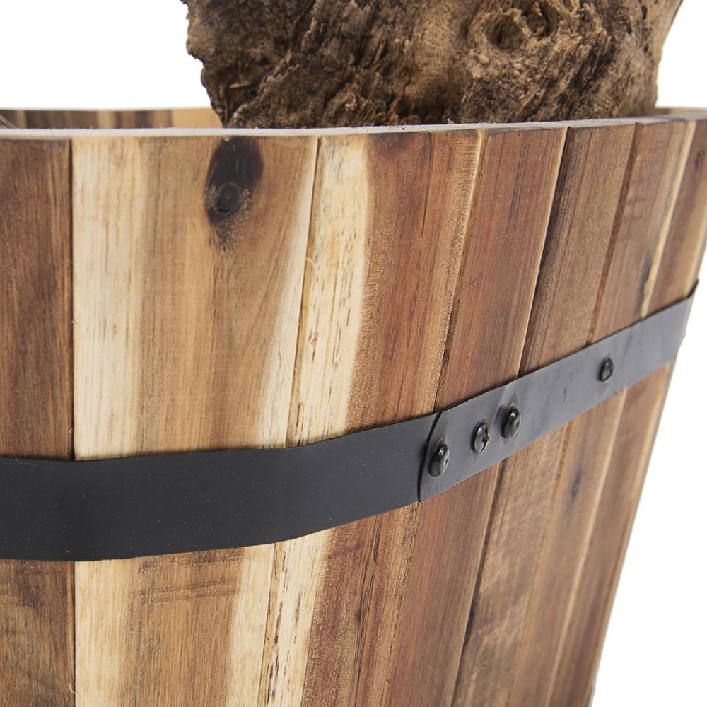 Oval Wood Barrel Firewood Bucket