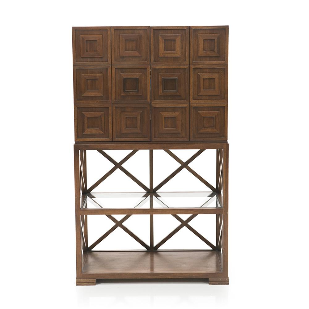 Wood Squares Bar Cabinet Bookshelf