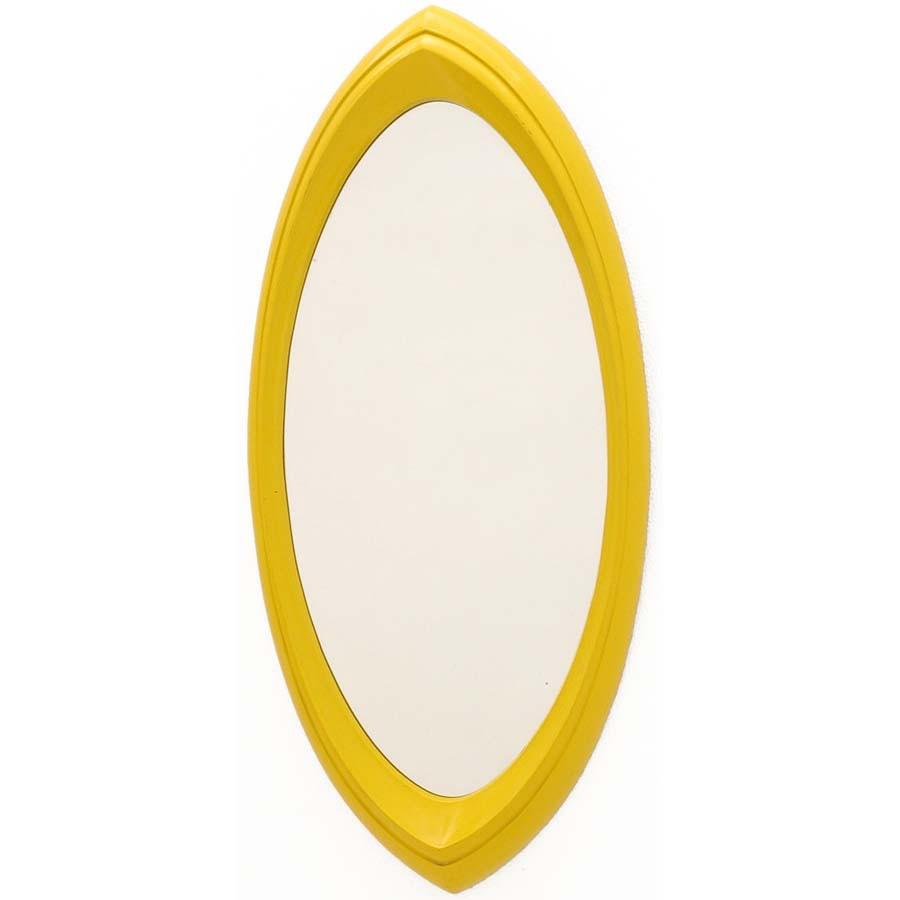 Yellow Plastic Pointed Oval Wall Mirror