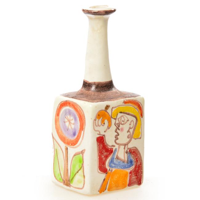 Cream Red Ceramic Liquor Bottle