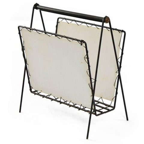 White & Black Wire Magazine Rack