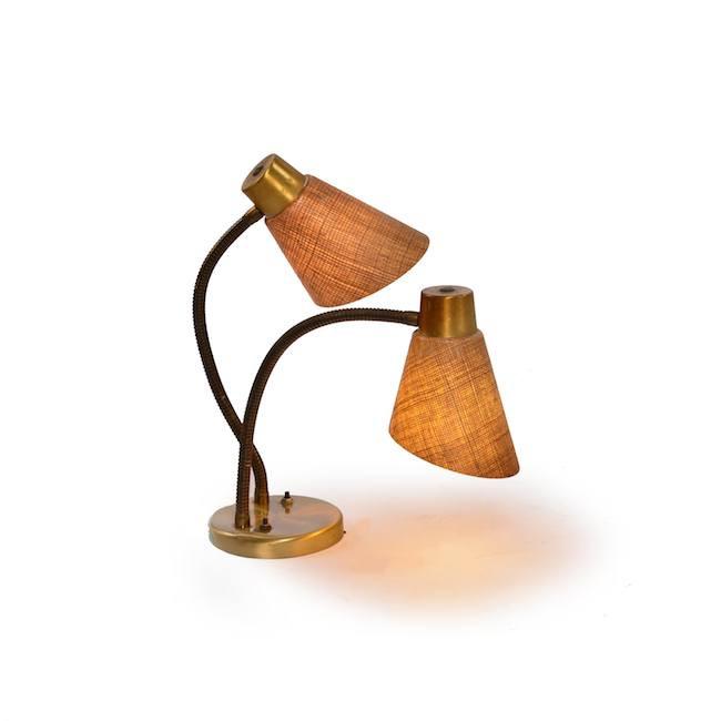 Burlap Double Shade Table Lamp