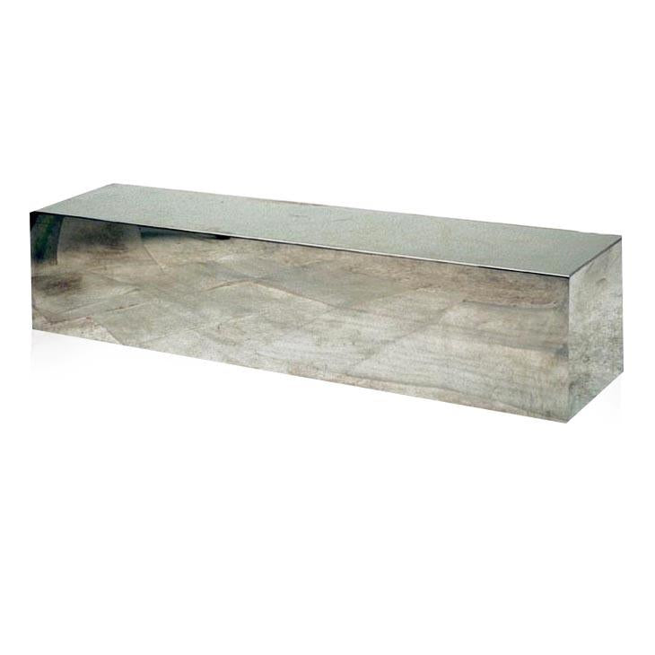 Mirrored Chrome Rectangular Pedestal Bench