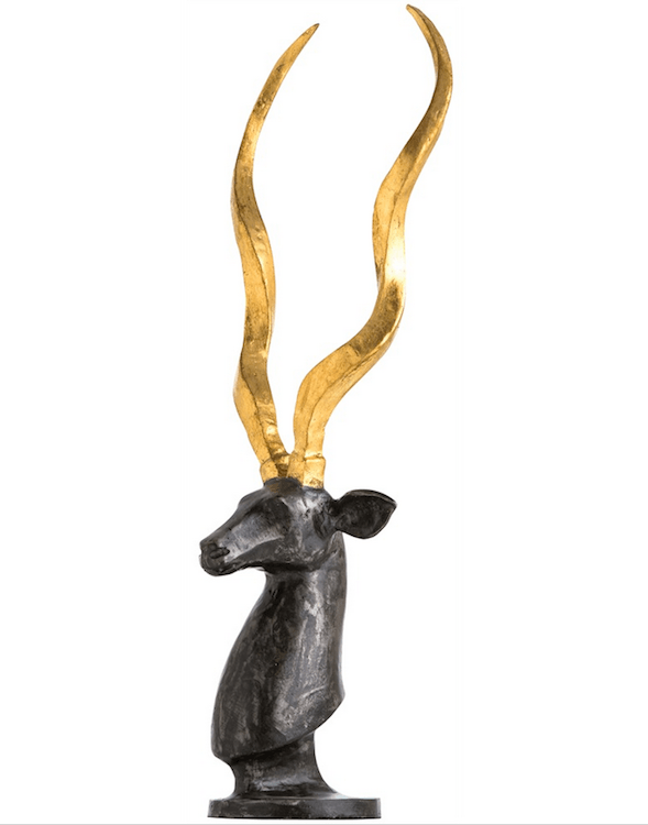 Black Antelope Bust with Gold Horns (A+D)