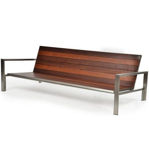 Stainless Steel & Teak Outdoor Sofa