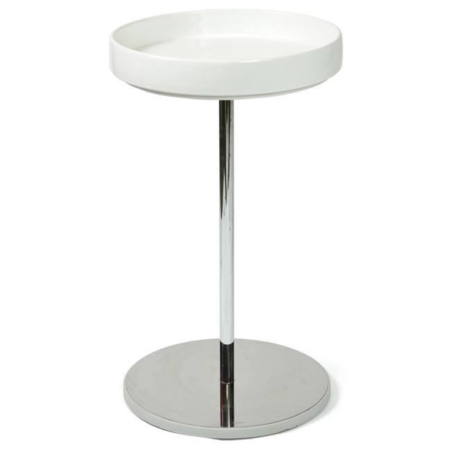 White Dish Planter on Chrome Stand
