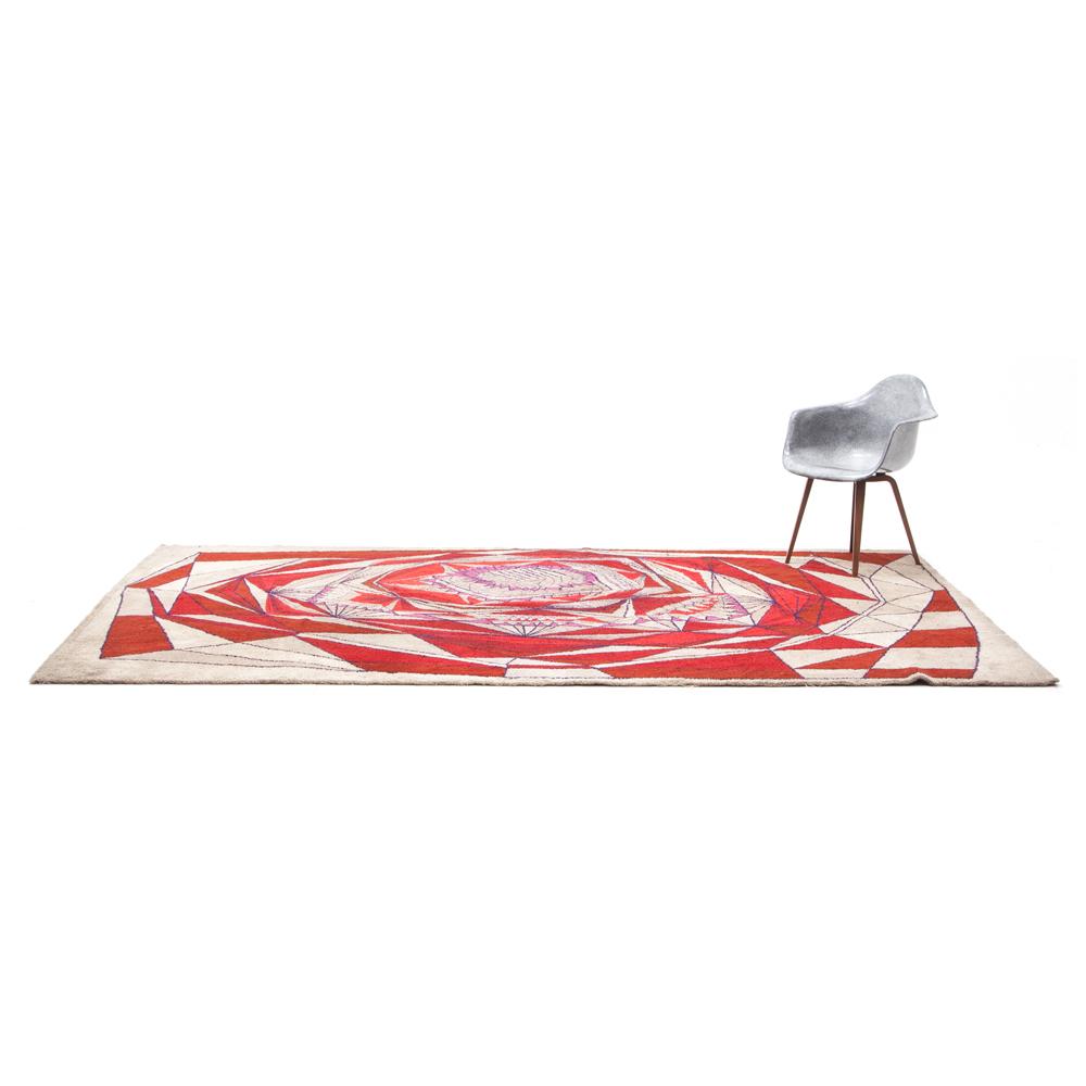 Red Geometric Spirals Rug