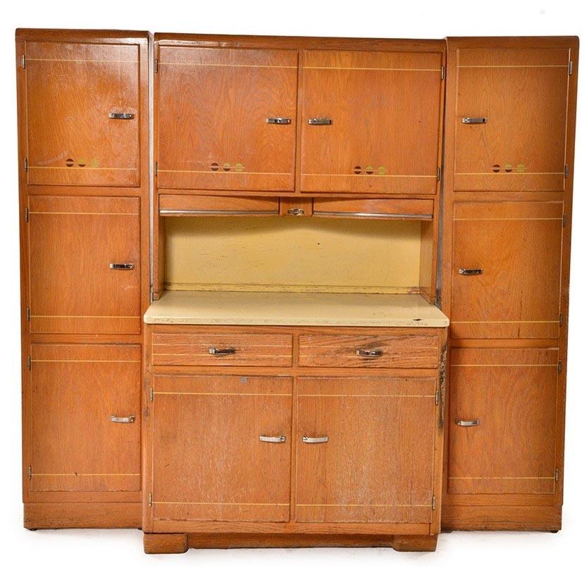 Vintage Off White Kitchen Cabinets and Metal Counter Top