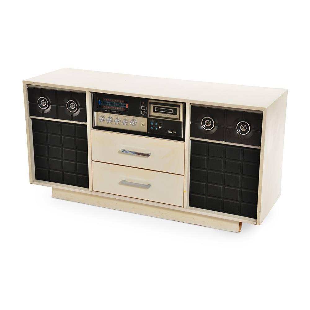 White and Black Stereo Console Credenza