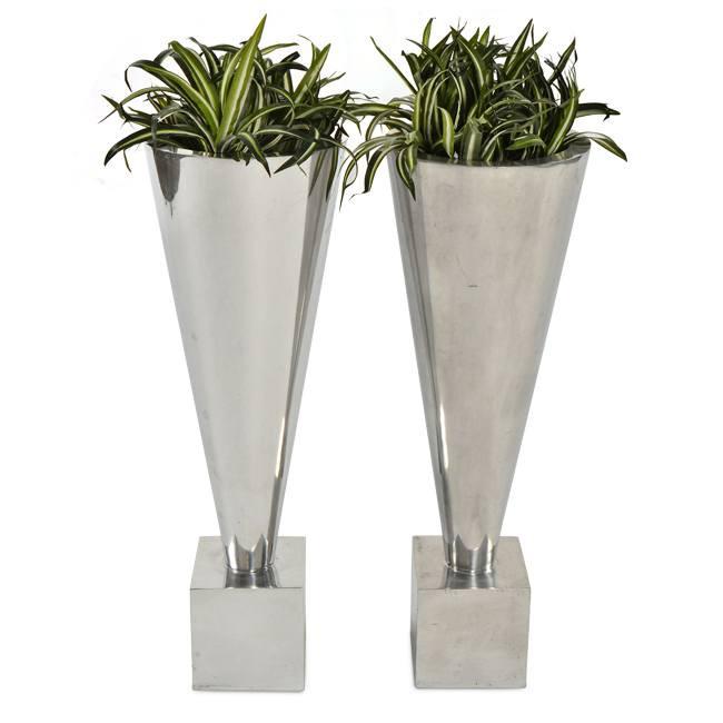 Chrome Cone Planters - Set of 2