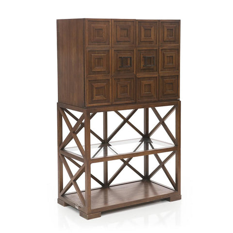 Wood Squares Bar Cabinet Bookshelf