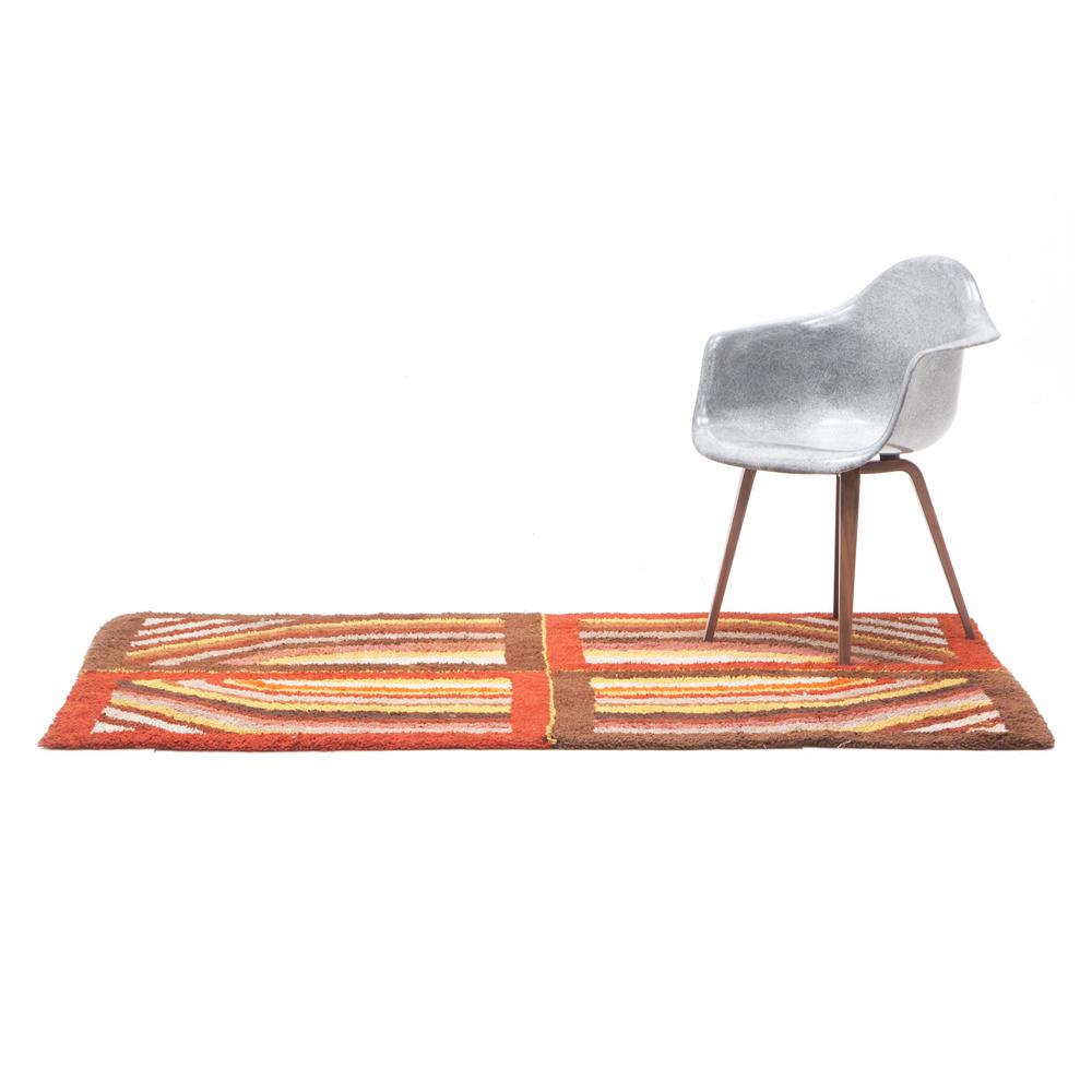 Line Patterned Square Frame Rug