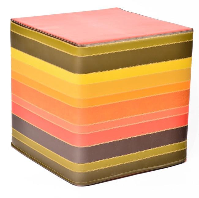 Striped Square Ottoman