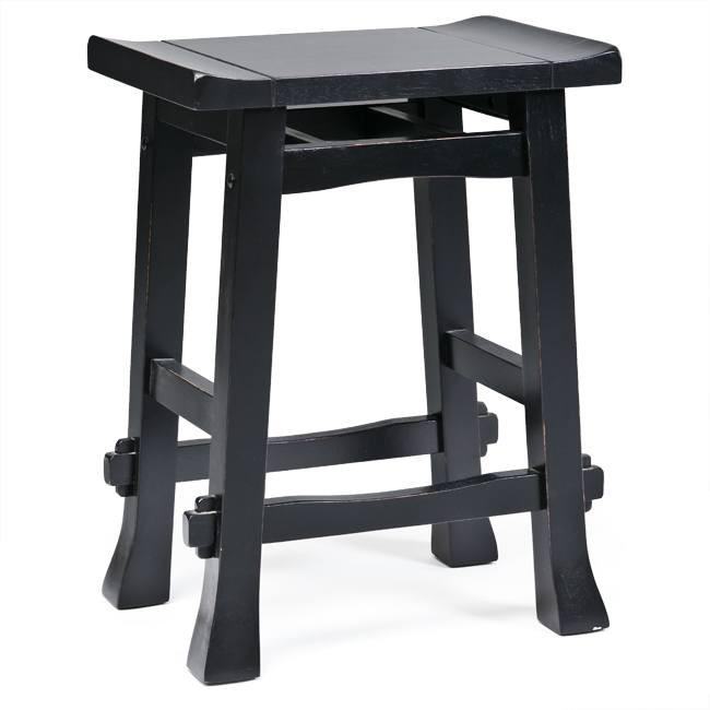 Black Wood Asian Inspired Stool