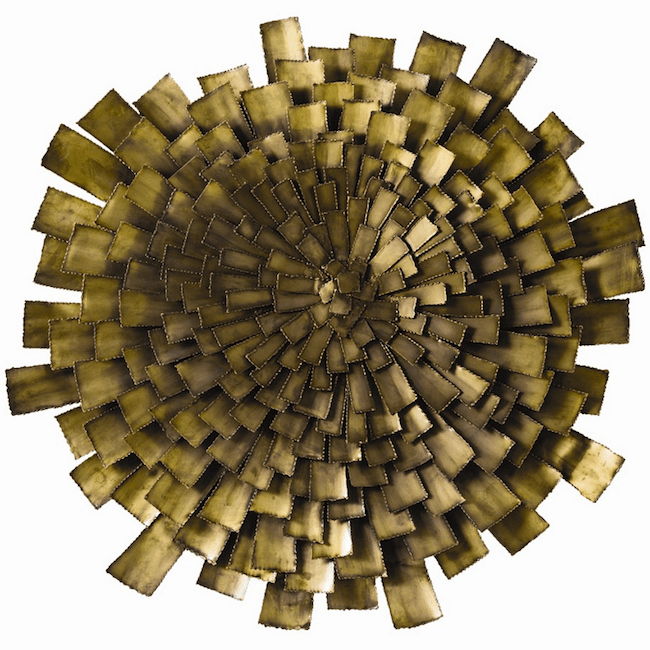 Brass Brutalist Flower Wall Sculpture