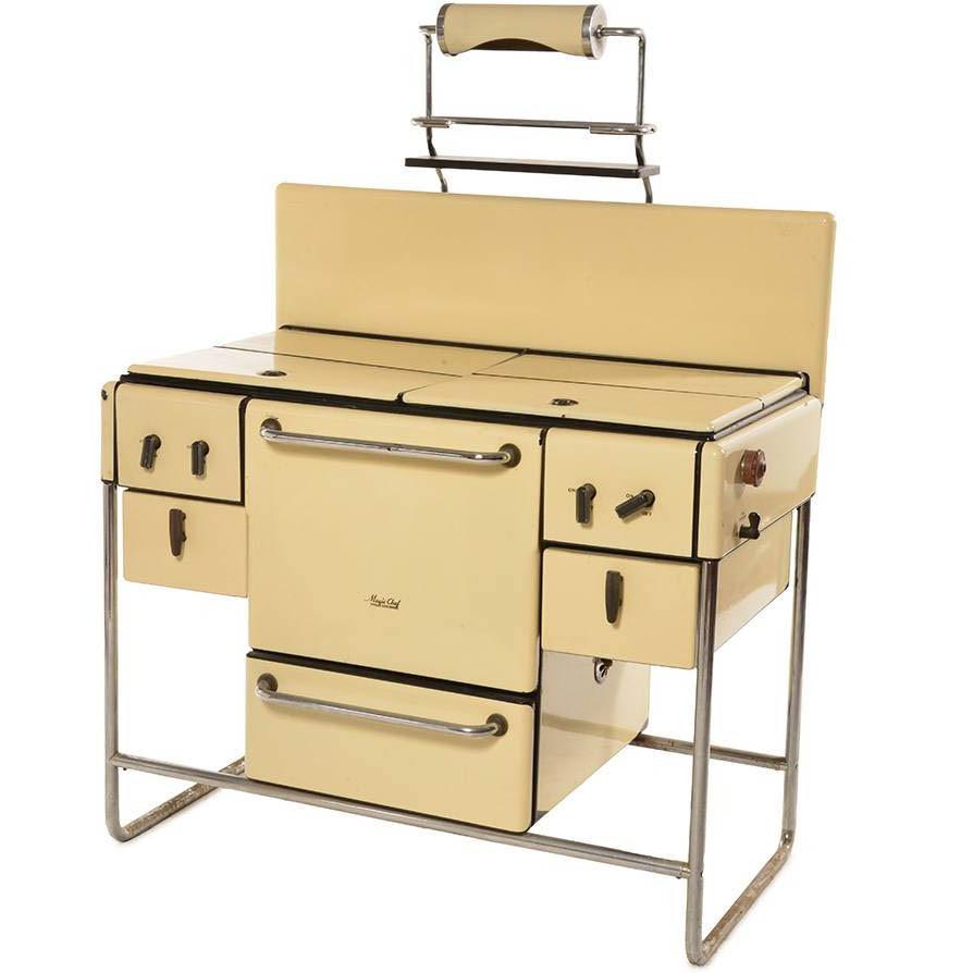 Pale Yellow / Tan Antique Stove