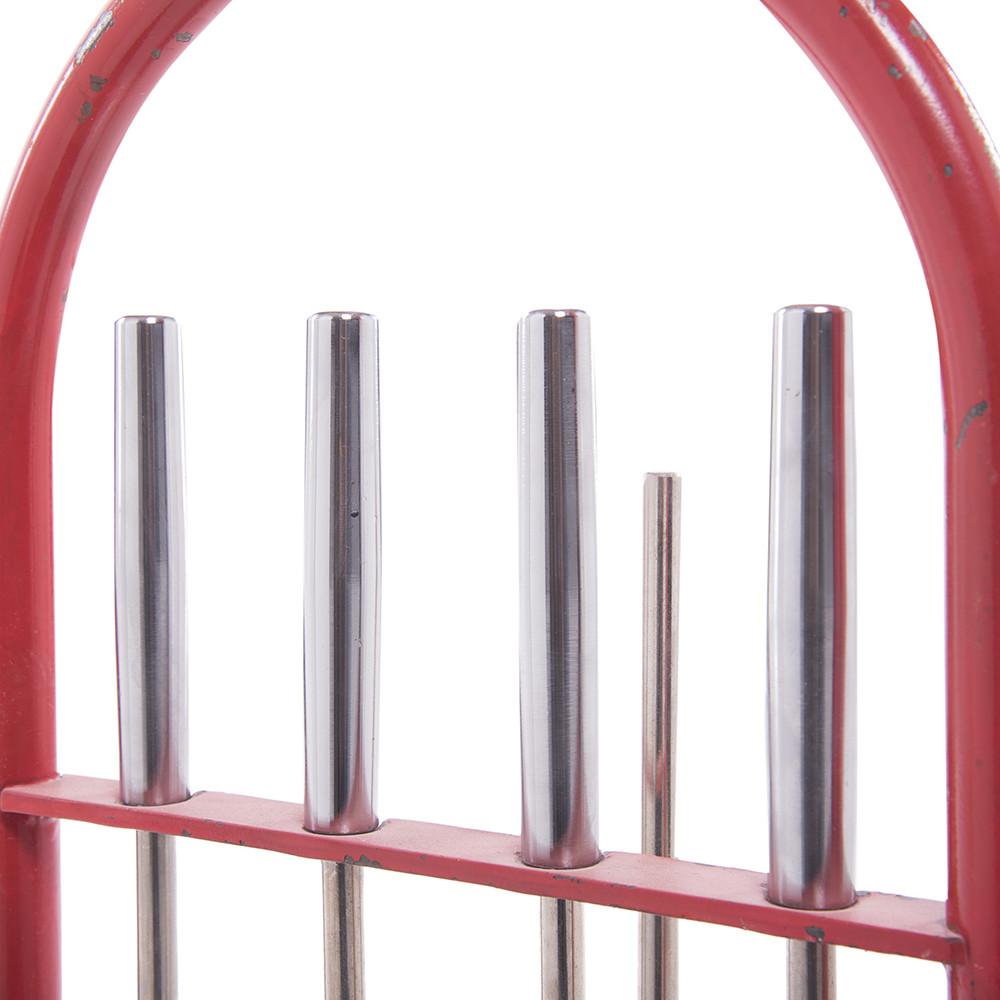 Red Metal Fireplace Tools Set