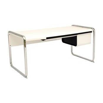 White Desk with Chrome Square Frame