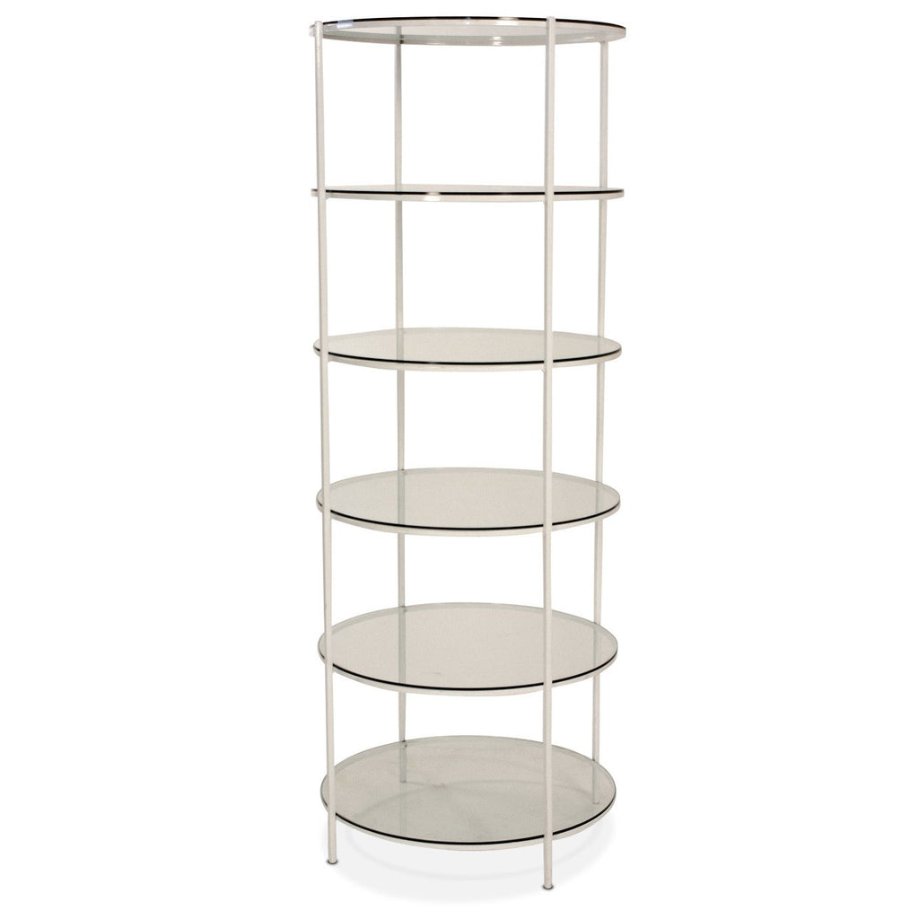 Round White and Glass Display Shelf Unit