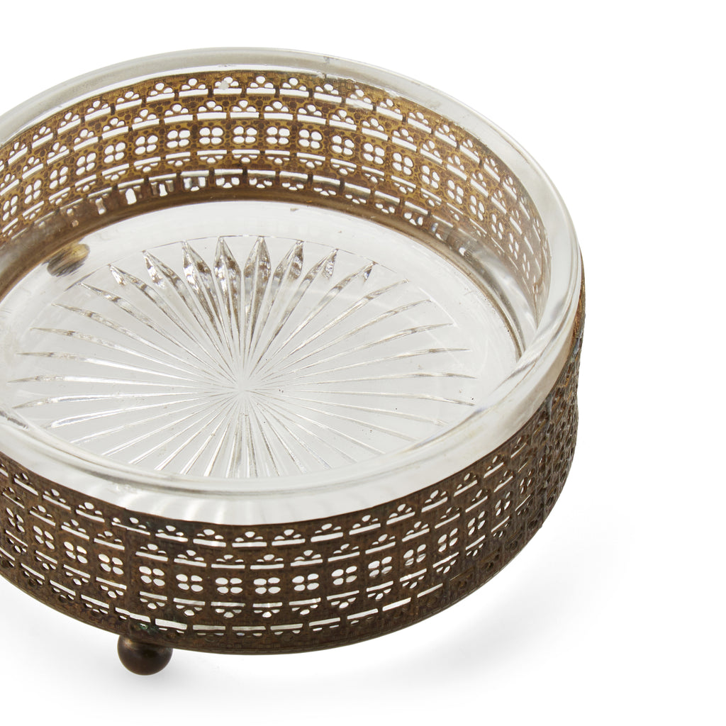 Glass Ashtray with Silver Holder