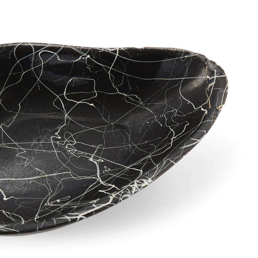 Black Ashtray with White Paint Splattered