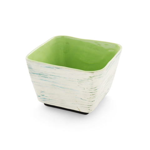 Green and White Woodgrain Shawnee Planter
