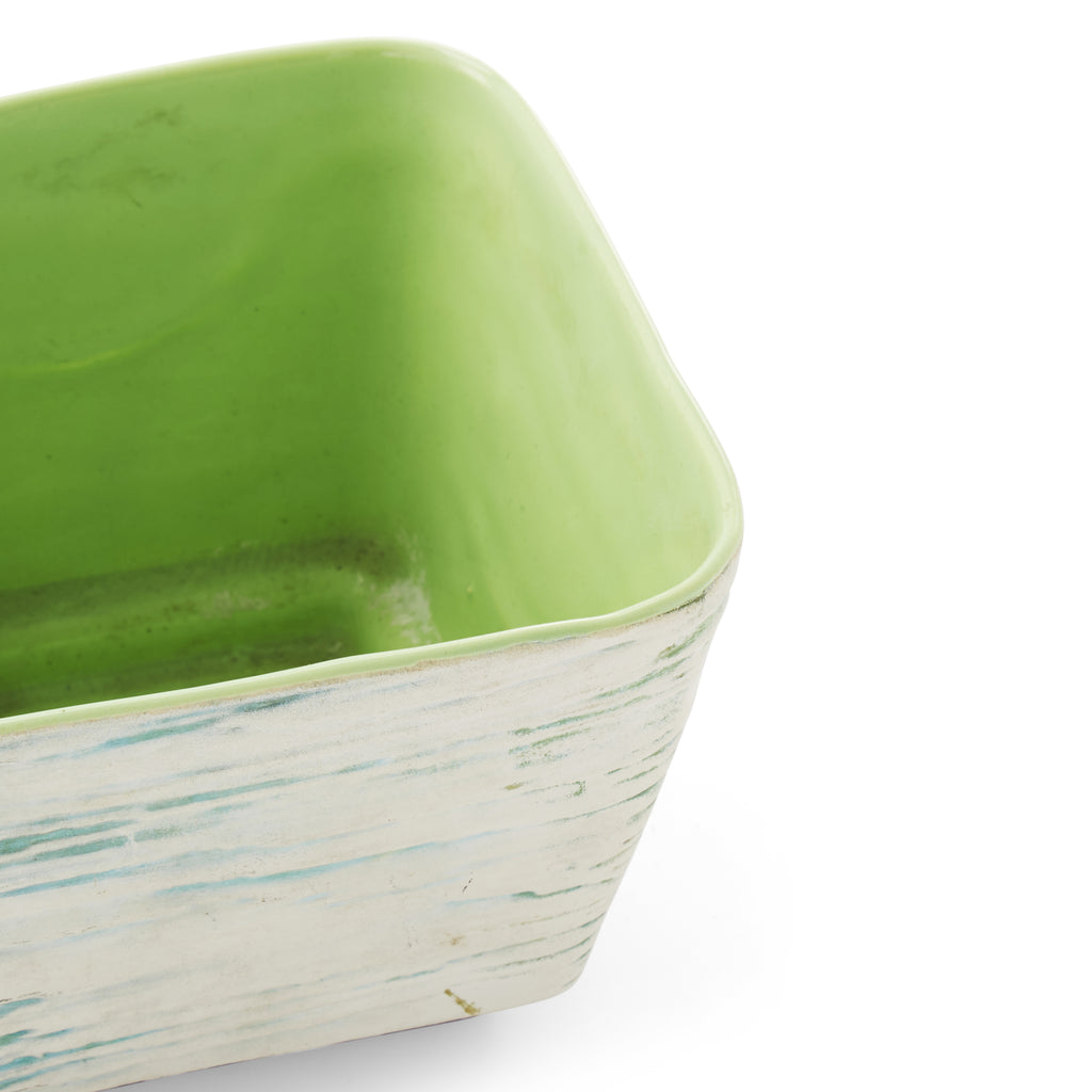 Green and White Woodgrain Shawnee Planter