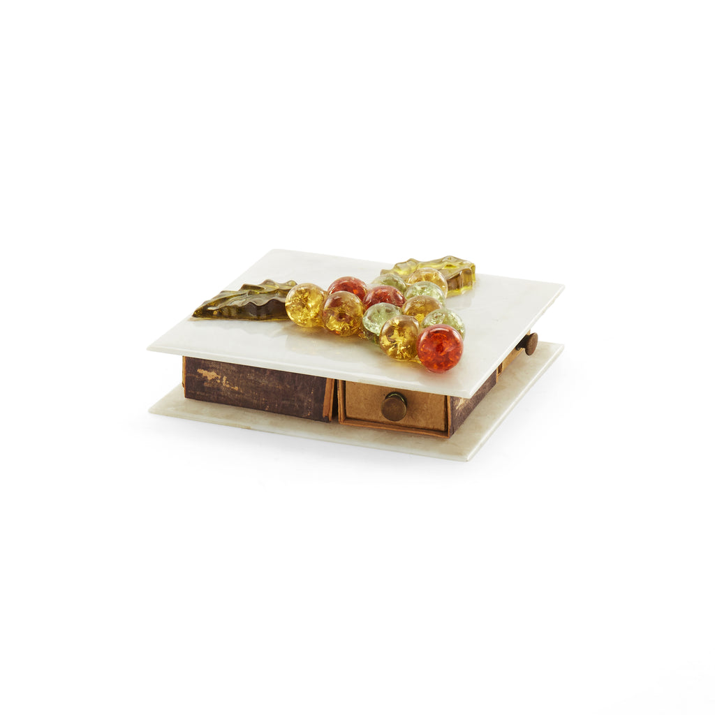 Small Jewelry Box with Glass Grapes