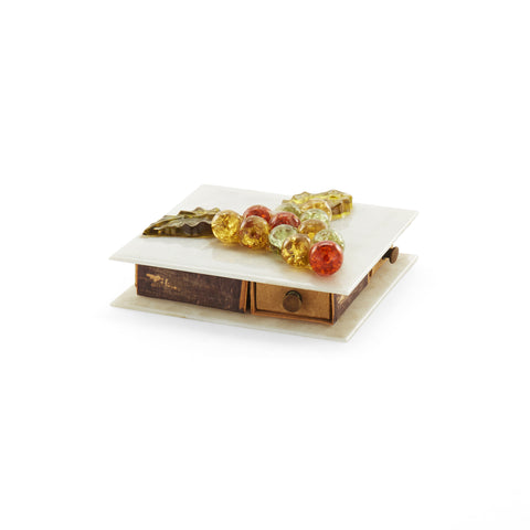Small Jewelry Box with Glass Grapes