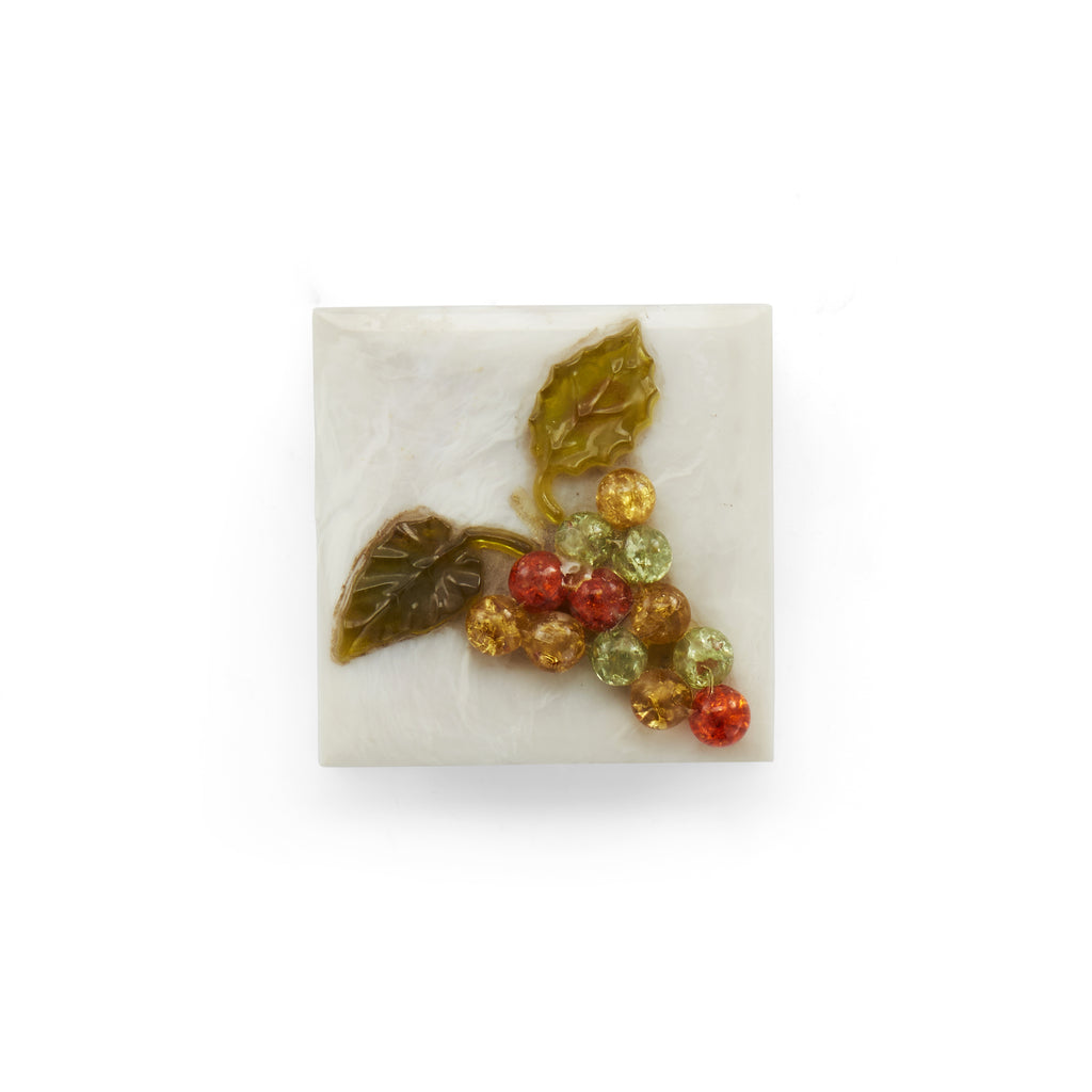 Small Jewelry Box with Glass Grapes
