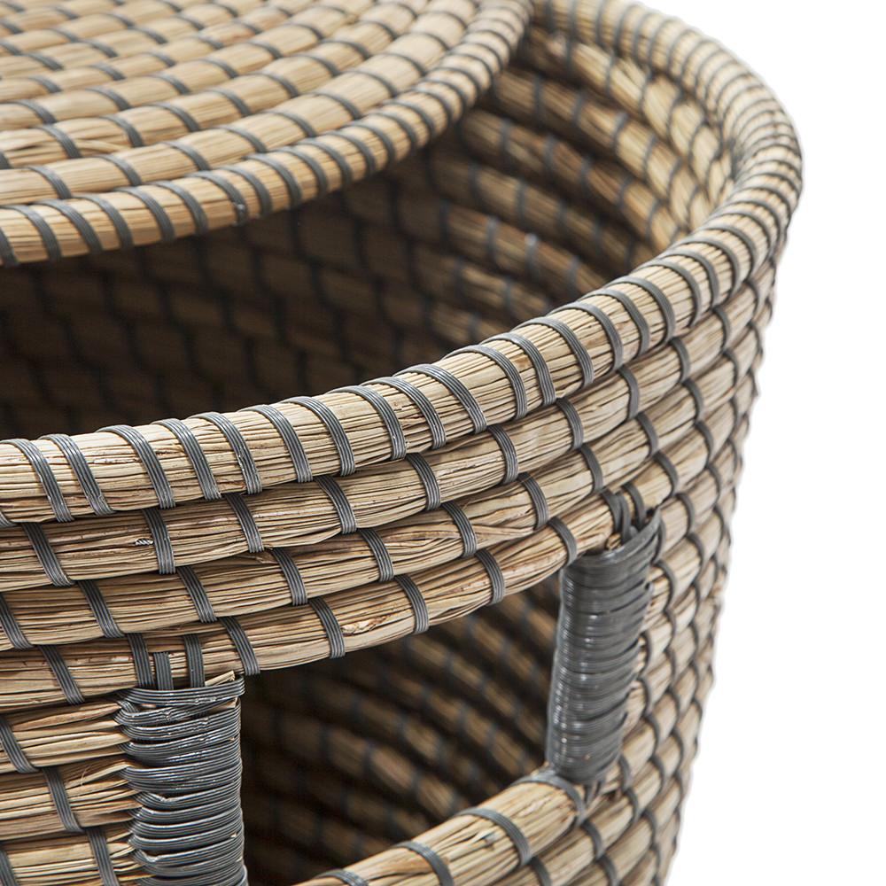 Grey Tall Woven Basket