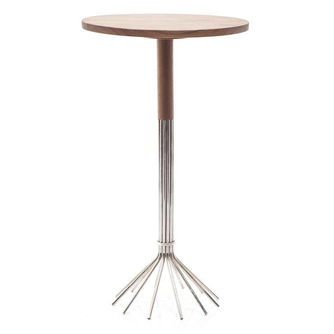 Walnut and Chrome Star Base Bar Table