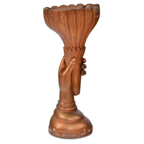 Gold Painted Hand & Torch Table Lamp