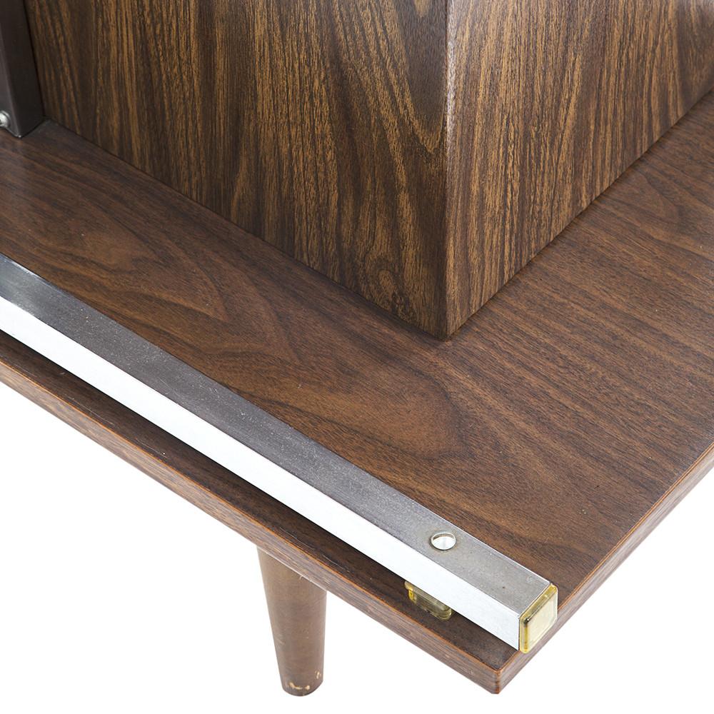 Black Vinyl and Wood Mid Century Bar