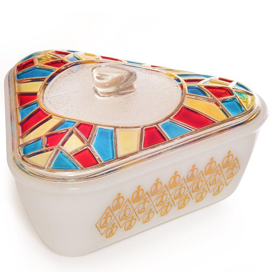 Triangle Casserole Dish w Stained Glass Lid