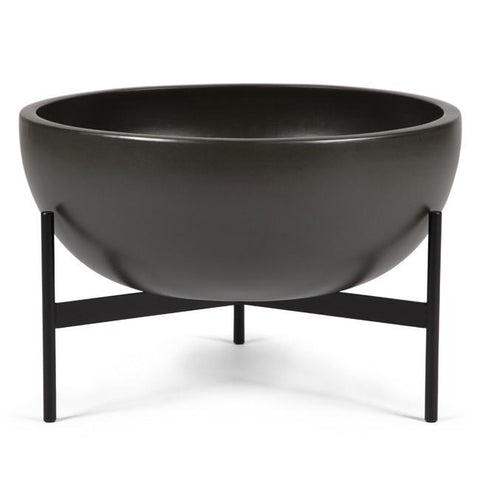 Black Case Study Bowl Planter with Metal Stand - Medium