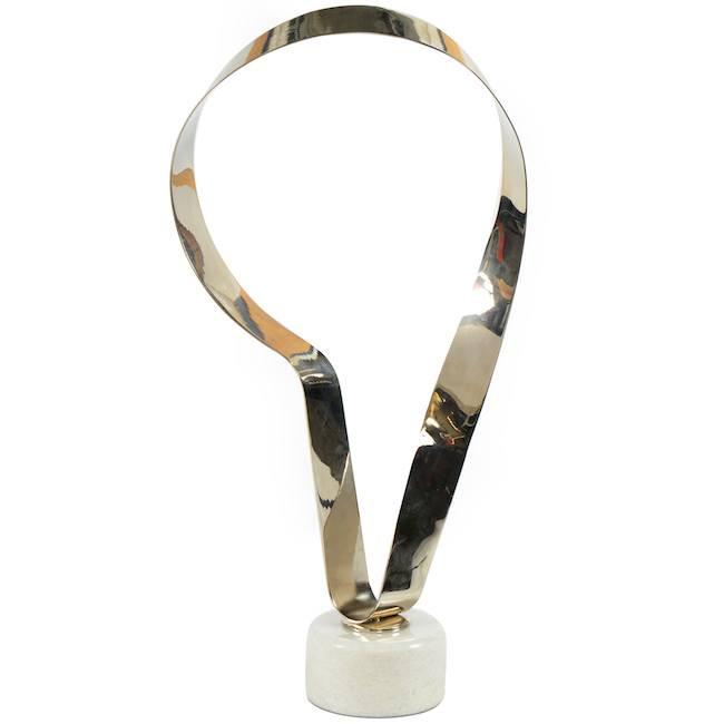 Chrome Ribbon Loop Sculpture