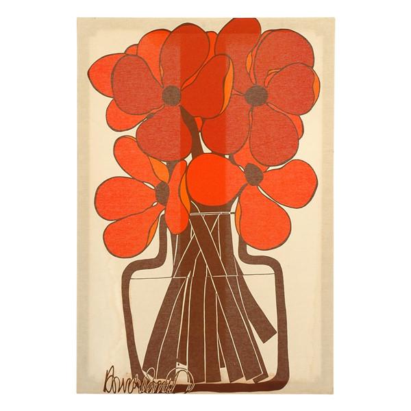 Pop Red Flowers Fabric Art